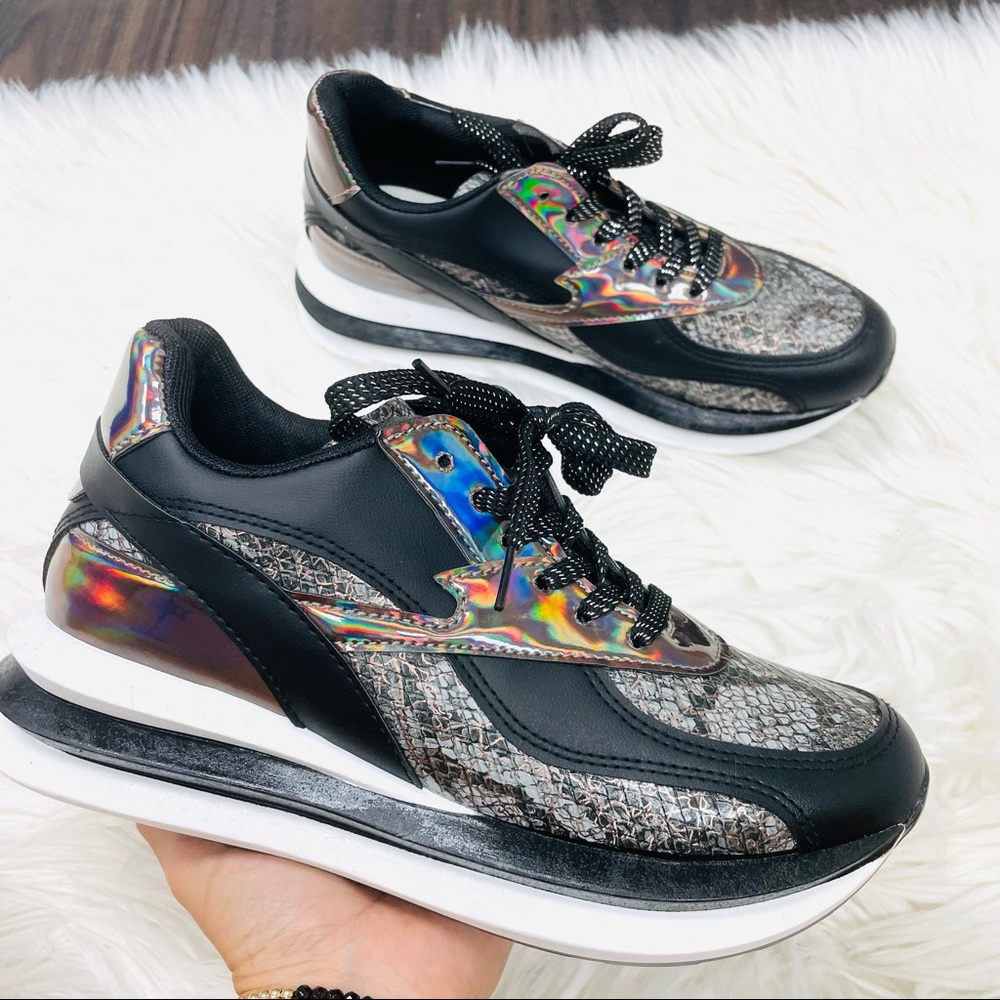 Black snake chunky sneaker